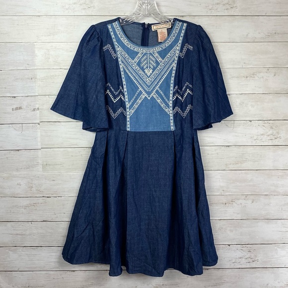 Flying Tomato Chambray Embroidered Dress - Picture 1 of 6